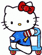 Hello Kitty sur sa trotinette